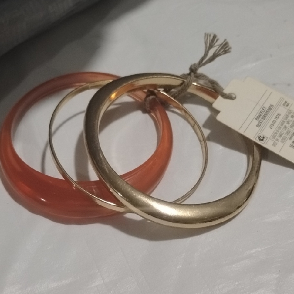 A New Day Gold and Orange Bracelet Set